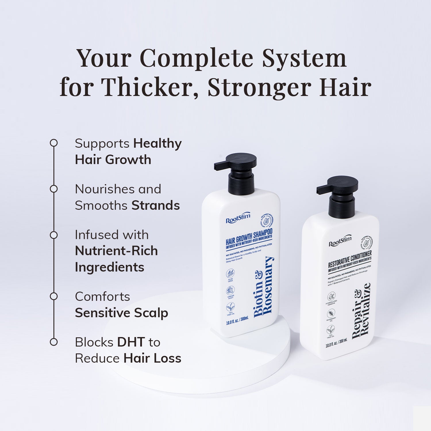 RootStim Hair Growth Shampoo and Conditioner Set - Rosemary & Biotin Shampoo and Conditioner Boost for a Healthy Scalp and Shiny Hair Growth - 16.9 fl oz 2 Packs