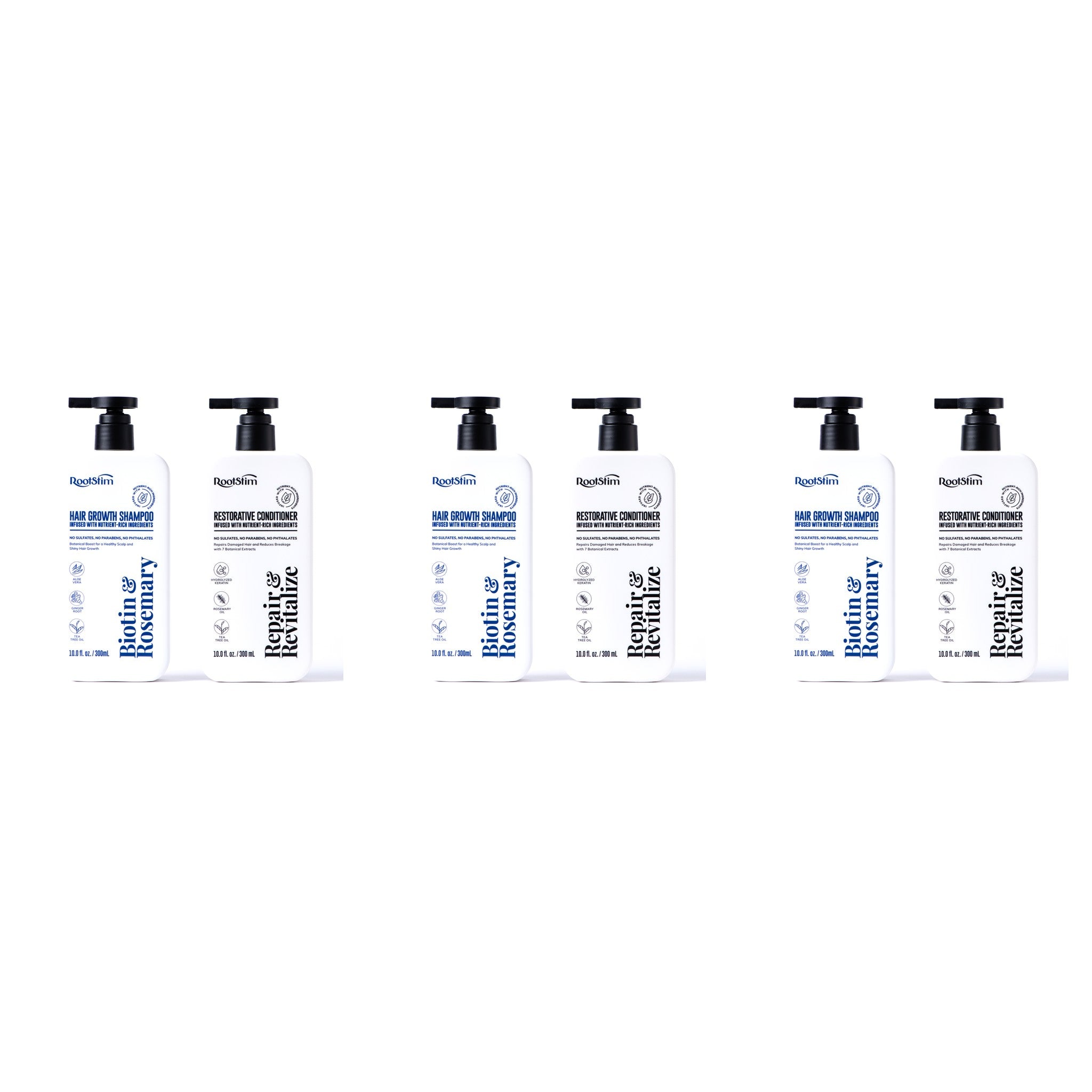 RootStim 90-Day Complete System — 3 sets (3 Shampoo + 3 Conditioner)
